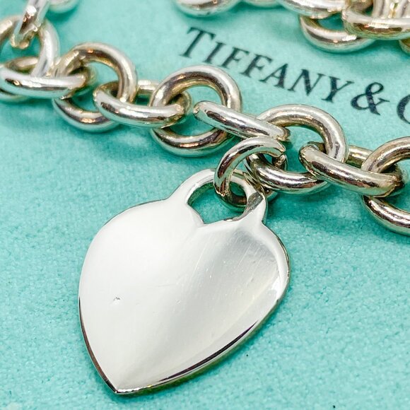 Tiffany & Co. Blank Engravable Heart Pendant Necklace Sterling Silver 16" - Picture 3 of 13